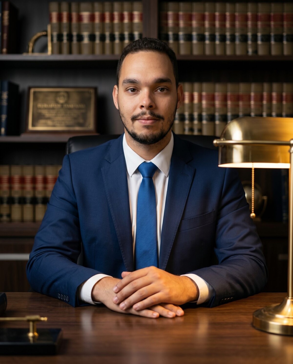 Gabriel Amâncio sentado à mesa do escritório, em atitude atenta e acolhedora